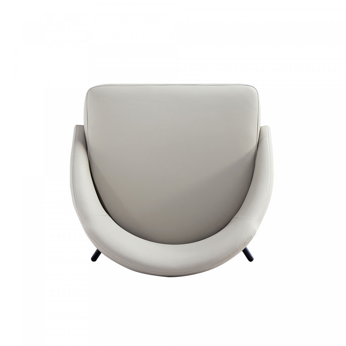 Gracie Modern Metal Vegan Leather Dining Chair in Stone Gray and Black