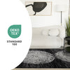 Florence Black Grey White Tree Ring Design Rug, 7'9" x 10'6" Indoor Area Rug | Tapis Florence noir, gris et blanc a motif d'anneaux d'arbre, 7'9" x 10'6"