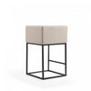 Embassy Mid-Century Modern Metal Upholstered Counter Stool in Cream - Set of 3 | Tabouret de comptoir Embassy style milieu du siecle en metal et tissu creme - Lot de 3