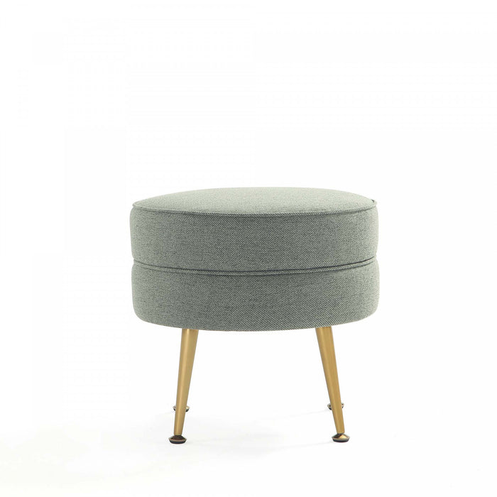 Bailey Mid-Century Modern Upholstered Accent Ottoman in Sage Green - Set of 2