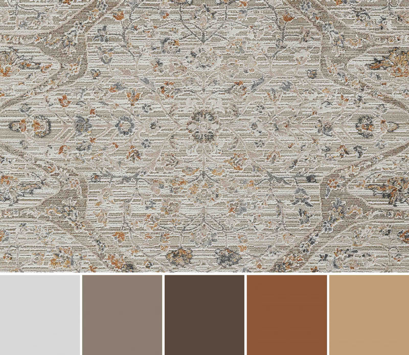 Margaux Traditional 7'10\" x 10'10\" Area Rug in Ivory Indoor Area Rug