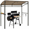 7'x4.5' Grill Gazebo Outdoor Patio Garden Bbq Canopy Shelter Storage Hook Brown