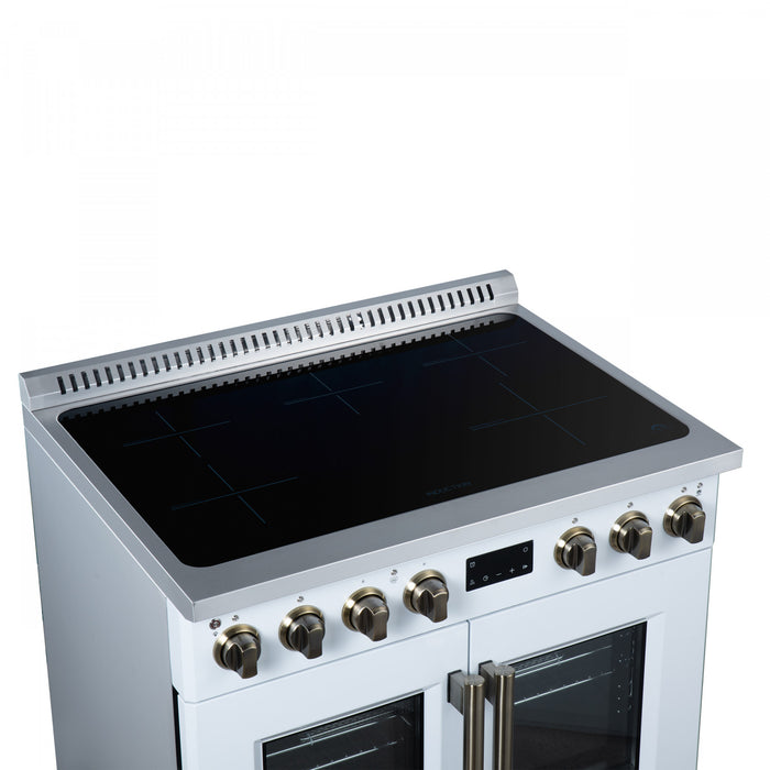 Forno Torino French Door 36 Inch White Induction Range, 5.36 cu.ft. - FFSIN0950-36WHT Electric Range