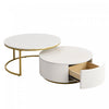Sophia 27.6" Modern Nesting Coffee Table With Storage Drawer - White | Table Basse Gigogne Moderne Sophia De 27,6" Avec Tiroir De Rangement - Blanche