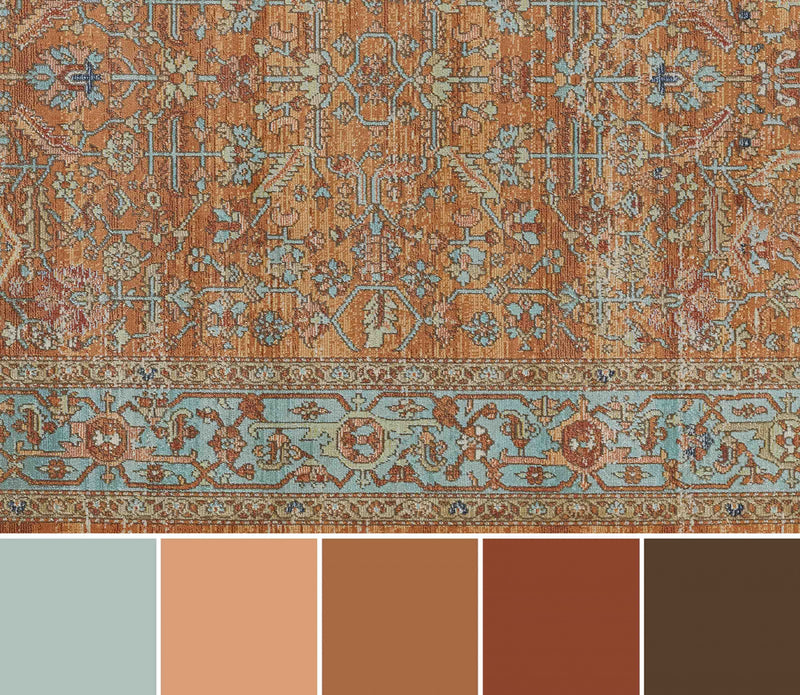 Hailey Traditional 6'7\" x 9'6\" Area Rug in Orange Indoor Area Rug