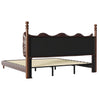 Emma Faux Leather Platform Bed Frame with Headboard,California King Size,Dark Brown King Bed  | Cadre de lit plateforme en simili cuir Emma avec tete de lit, taille California King, marron fonce