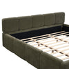 Toby Linen Upholstered Platform Bed with Thickened Headboard and Footboard,King Size,Green King Bed | Lit plateforme Toby en tissu lin avec tete et pied de lit epaissis, taille king, vert