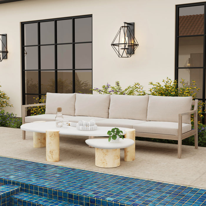 Teagon Natural Beige Outdoor Patio Loveseat - Set of 2