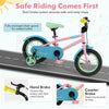 Costway 12" Kids Bike With Adjustable Saddle Handlebar Removable Training Wheels Handbrake Pink