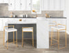 LumiSource Fuji White Faux Leather Contemporary Barstool - Set of 2|Tabouret bar contemporain Fuji en similicuir blanc - ensemble de 2