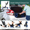 Goplus Folding 3 Wheels Golf Push Cart W/brake Scoreboard Adjustable Handle Blue