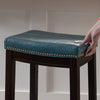 Claridge Faux Leather Backless Counter-Height Stool - Blue|Tabouret Claridge de hauteur comptoir en similicuir et sans dossier - bleu