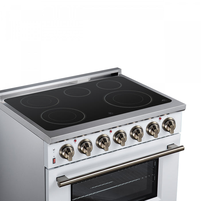 Forno Massimo 36 Inch Freestanding Electric Range, 5 radiant burners, 5.36 cu.ft., White - FFSEL6020-36WHT