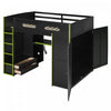 Jerry Wood Loft Bed with Desk and Storage,Full Size,Green Full Bed | Jerry Lit mezzanine en bois avec bureau et rangement, Taille Double, Vert