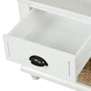 Harvey Solid Wood Storage Bench With Drawers And Rattan Baskets - White | Banc De Rangement Harvey En Bois Massif Avec Tiroirs Et Paniers En Rotin, Blanc