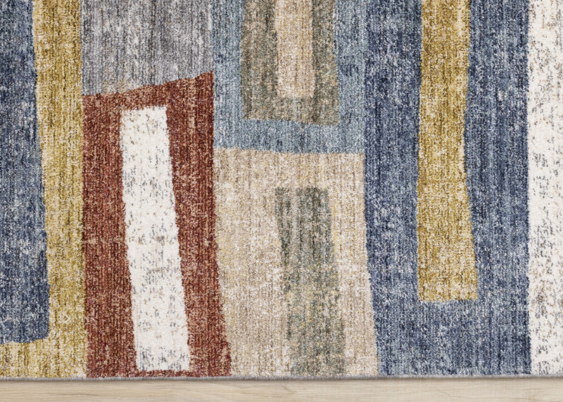 Macey Modern Grey Blue Red Sophisticated Area Rug - 5'3\" x 7'10\"