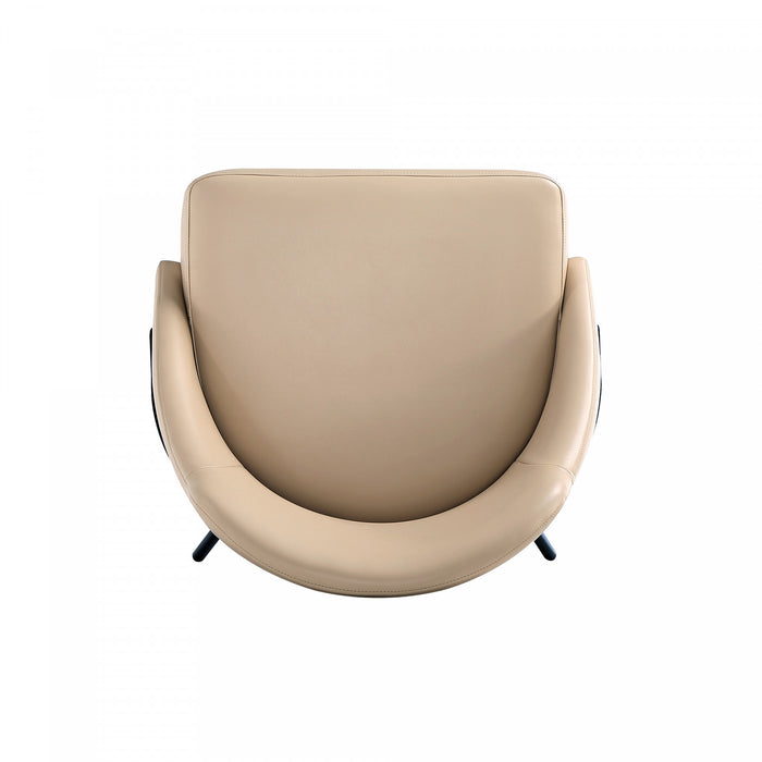 Gracie Modern Metal Vegan Leather Dining Chair in Tan and Black Armoire