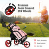 Goplus Folding 3 Wheels Golf Push Cart W/seat Scoreboard Adjustable Handle Red