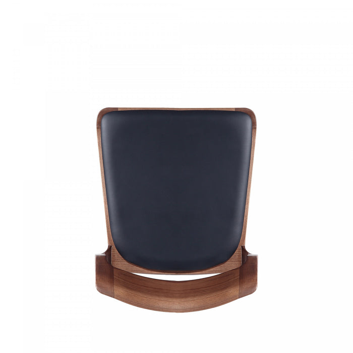 Moderno Modern Wood Vegan Leather Dining Chair in Black - Set of 4