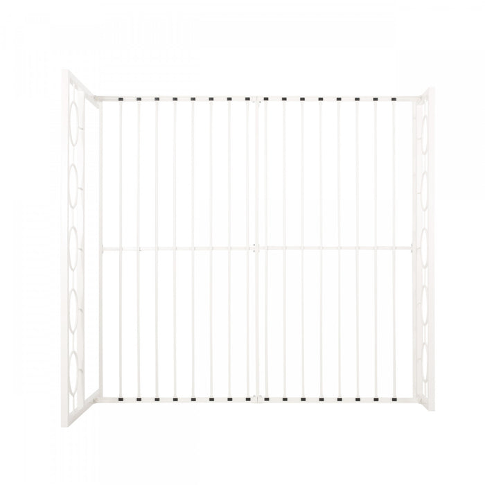 Robert Metal Construction Bed Frame With Circular Design Headboard And Footboard,king Size,white King Bed