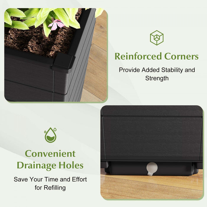 Costway 23\" Tall Planter Set Of 2 For Indoor/ Outdoor Use Large Self-watering Plant Pot Black