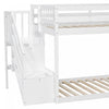 Liam Floor Bunk Bed with Ladder and Storage,Twin over Twin,White Twin Bed | Lit superpose Liam au sol avec echelle et rangement, simple sur simple, blanc