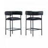 Onda Contemporary Vegan Leather Metal Counter Stool in Black | Tabouret de comptoir contemporain Onda en cuir vegetalien et metal, coloris noir