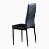 Ava Modern Diamond Grid Pattern Dining Chair Set (6-Pack) with Fireproof Leather and Metal Frame,Black  | Ensemble de chaises de salle a manger modernes Ava avec motif de grille en diamant (lot de 6), cuir ignifuge et cadre en metal, noir