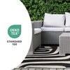 Jackson Black White Abstract Lines Outdoor Rug, 7'10" x 10'6" Outdoor Area Rug | Tapis d'exterieur Jackson a lignes abstraites noires et blanches, 7'10" x 10'6"