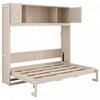 Ethan Solid Wood Murphy Bed with Storage Cabinets,Queen Size,Beige Queen Bed | Lit escamotable Ethan en bois massif avec armoires de rangement, taille queen, beige