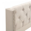 Haley Linen Upholstered Platform Bed with Classic Wingback Headboard and Diamond Tufted Upholstery,Full Size,Beige Full Bed  | Lit plateforme en lin Haley avec tete de lit a ailes classiques et capitonnage en diamant, taille Full, beige