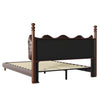 Emma Faux Leather Platform Bed Frame with Headboard,Queen Size,Dark Brown Queen Bed  | Cadre de lit plateforme en simili cuir Emma avec tete de lit, taille Queen, marron fonce