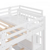 Claire Solid Wood Twin Triple Bunk Bed With Drawers And Guardrails - White | Lit Superpose Triple Simple Claire En Bois Massif Avec Tiroirs Et Barrieres De Securite - Blanc