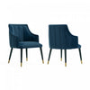 Eda Modern Wood Armchair in Midnight Blue Dining Chair | Fauteuil moderne Eda en bois avec accoudoirs, bleu minuit