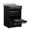 Forno Loiano 24 Inch Freestanding Electric Range in Black, 2.3 cu.ft. with Storage Drawer - FFSEL6099-24BLK | Cuisiniere electrique Loiano de 24 po en noir, 2,3 pi³ avec tiroir de rangement - FFSEL6099-24BLK