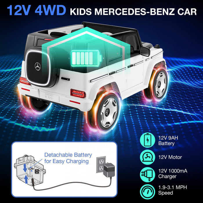 Costway Licensed Mercedes-benz Eqg Kids Ride On Car With Remote Control Detachable Battery White