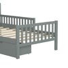 Emma Wood Platform Bed with Guardrails and Storage Drawers,Twin Size - Grey | Emma – Lit Plateforme en Bois avec Barrieres de Protection et Tiroirs de Rangement, Format Simple - Gris