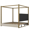 Sophia Upholstery Canopy Platform Bed with Foam Headboard and Velvet,King Size,Beige King Bed | Lit plateforme Sophia a baldaquin avec tete de lit en mousse et velours, taille king, beige