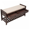 Stephanie Pine Wood Shoe Rack Bench With Cushioned Seat With Storage Drawers - Espresso | Banc A Chaussures Stephanie En Pin Avec Siege Rembourre Et Tiroirs De Rangement - Espresso