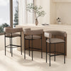 Onda Contemporary Vegan Leather Metal Upholstered Barstool in Taupe | Tabouret de bar contemporain Onda en similicuir vegan et metal, coloris taupe