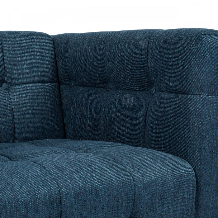 Dana 3-seater Tufted Fabric Sofa With Birch Wood Frame - Navy Blue
