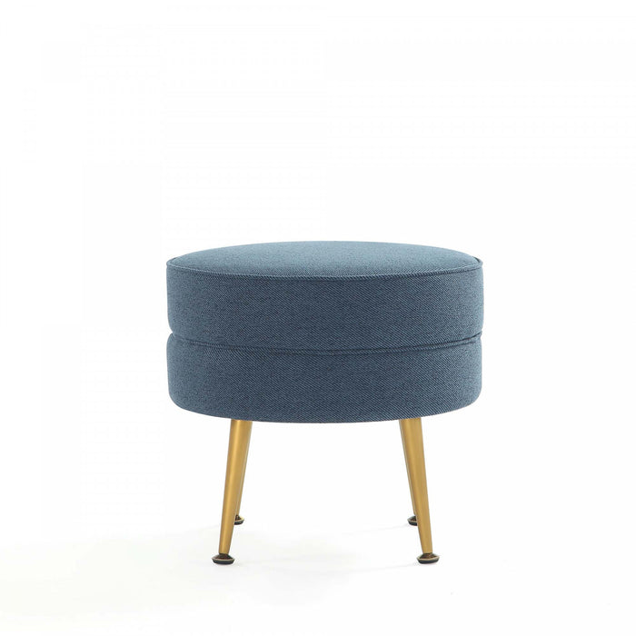 Bailey Mid-Century Modern Upholstered Accent Ottoman in Blue - Set of 2