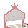 Lily Lovely Crown Fantasy Princess Bed with Tufted PU Leather Headboard,Twin Size Twin Bed | Lily Lit de Princesse Fantaisie Couronne Elegante avec Tete de Lit en Cuir PU Capitonne, Taille Twin