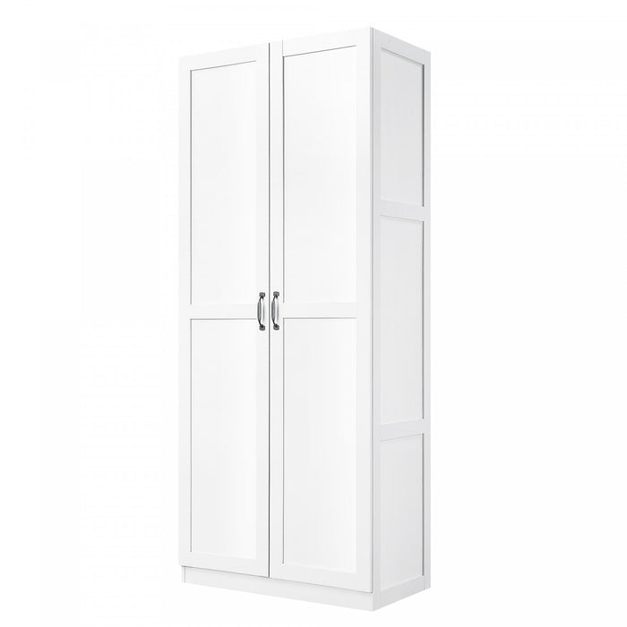 Hopkins Modern 30\" Storage Cabinet in White (7-Shelf) - Set of 2 Armoire