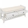 Stephanie Pine Wood Shoe Rack Bench With Cushioned Seat With Storage Drawers - White | Banc A Chaussures Stephanie En Pin Avec Siege Rembourre Et Tiroirs De Rangement, Blanc