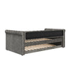 Sophia Tufted Design Upholstered Daybed with Trundle and Comfortable Backrest,Grey  | Le Daybed Sophia avec design capitonne, revetement en tissu, lit d'appoint avec trundle et dossier confortable, couleur grise