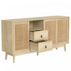 Oliver 61" Sideboard Cabinet with Rattan Sliding Doors and Drawers,Natural Accent Cabinet | Oliver 61" Buffet avec Portes Coulissantes en Rattan et Tiroirs, Naturel