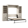 Bestar Key West Queen Murphy Bed & Closet Organizers with Doors & Drawers (119 W) - Linen White Oak|Grand lit escamotable Key West de Bestar de 119 po (L) avec organisateurs de garde-robe, portes et tiroirs - blanc chêne lin