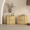 Clive Mid-Century Modern 22" Nightstand in Natural and Gold (2-Drawer) | Table de nuit Clive style milieu du siecle 56 cm en naturel et dore (2 tiroirs)