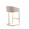 Louvre Mid-Century Modern Metal Upholstered Barstool in Cream - Set of 3 | Tabouret de bar rembourre en metal style mid-century moderne Louvre, creme - Lot de 3